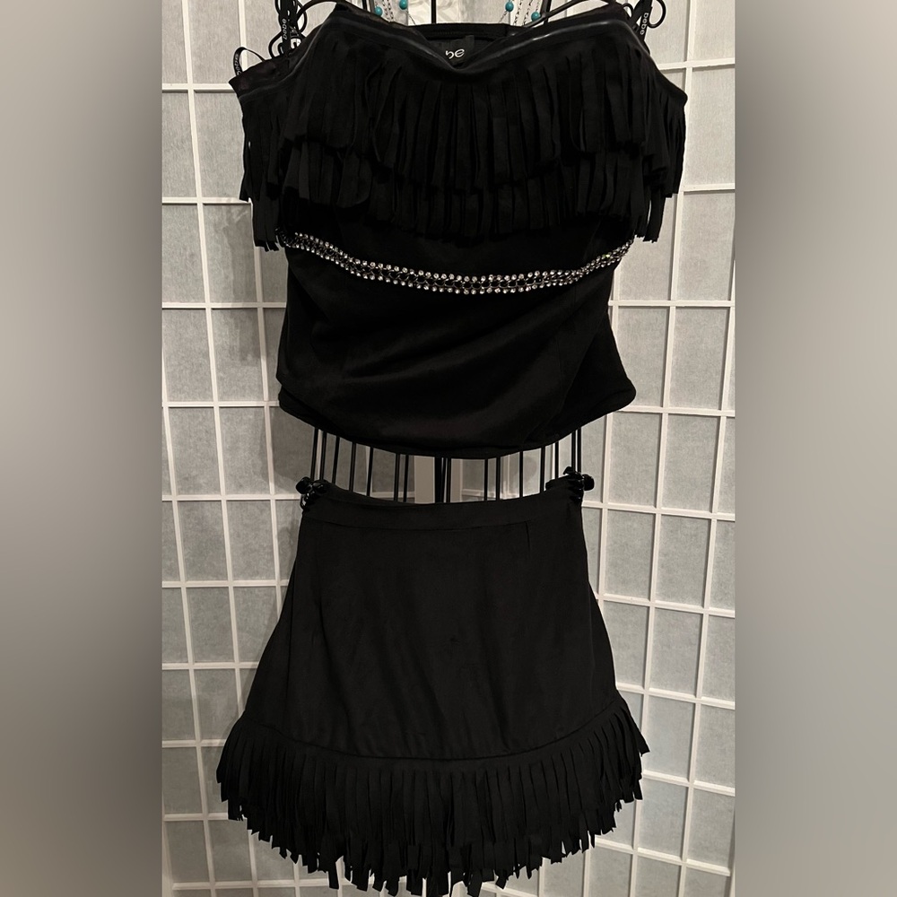 BEBE Lahela Fringe Top & Lahela Fringe Skirt Set NWT